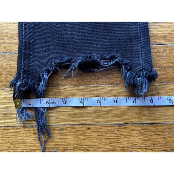 FREE PEOPLE Black Distressed Fringe Bottom Jeans sz 27 (Actual 28 waist) - Picture 16 of 16